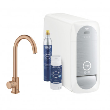 Комплект startowy Grohe Blue Home, jednostka chłodząca зі змішувачем у формі C, do wody gazowanej, obracana кран, хром 