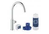 Комплект startowy Grohe Blue Pure з клапаном sztorcowym Mono у формі C, filtrowanie wody, obracana кран, хром