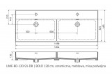 Меблевий умивальник подвійна Oristo UNI Bold, 120x46cm, z переливом, керамічна, біла