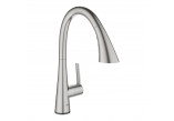 Електронна змішувач для кухонних раковин Grohe Zedra Touch, висота 406mm, висувний злив, нержавіюча сталь