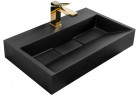 Умивальник на стільницю Rea Goya Black, 60x37cm, без переливу, отвір для змішувача, чорний мат.