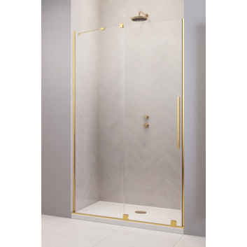 Двері розсувні walk-in Radaway Furo Gold, ліве, з стінкою, 160x200cm, скло прозоре, profil золотий