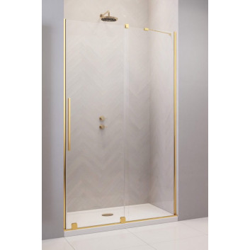 Двері розсувні walk-in Radaway Furo Gold, ліве, з стінкою, 160x200cm, скло прозоре, profil золотий