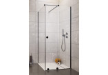 Фронт кабіни Radaway Furo Black KDJ 90, лівий варіант, з стінкою, 90x200cm, двері розсувні, скло прозоре, profil чорний