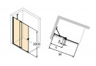 Двері душові walk-in Huppe Xtensa pure, розсувні, 120-140cm, stabilizator skośny, кріплення праве, Anti-Plaque, profil чорний