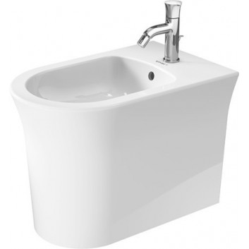 Навісне біде Duravit White Tulip, 54x37cm, z переливом, отвір для змішувача, білий