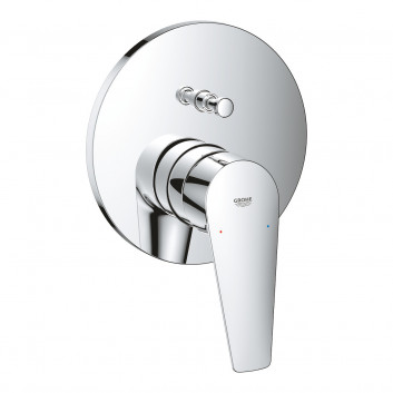 Однорычажный для ванны Grohe BauEdge, прихований, одноважільний, 2 виходи wody, з елементом прихованим, хром