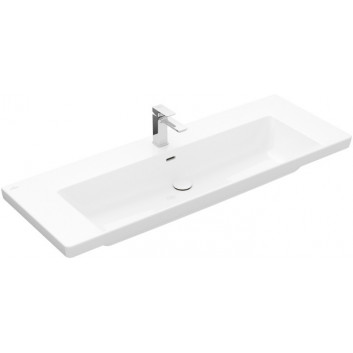 Меблевий умивальник Villeroy & Boch Subway 3.0, 130x47cm, z переливом, 2 otwory na armaturę, Weiss Alpin