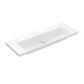 Меблевий умивальник Villeroy & Boch Subway 3.0, 130x47cm, z переливом, 2 otwory na armaturę, Weiss Alpin