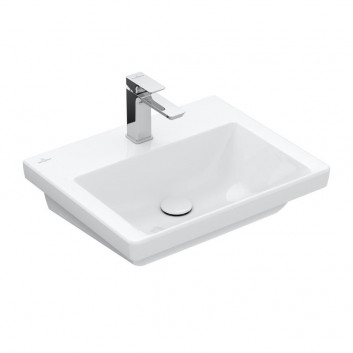 Навісний умивальник Villeroy & Boch Subway 3.0, 55x44cm, z переливом, otwór na armaturę, Weiss Alpin