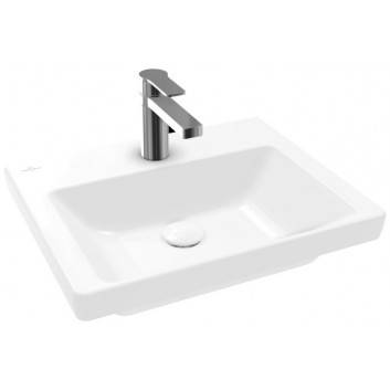 Навісний умивальник Villeroy & Boch Subway 3.0, 55x44cm, z переливом, otwór na armaturę, Weiss Alpin