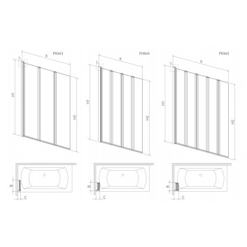 Ширма для ванни Radaway Carena PND I, правий, скло прозоре, 130x150cm, profil хром