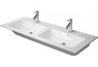 Умивальник подвійна Duravit ME by Starck, 130x49cm, z переливом, отвір для змішувача, білий WonderGliss