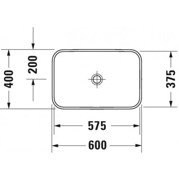 Умивальник монтований на стільниці Duravit Happy D.2, 60x46xm, переливання, 1 отвір для змішувача, клапан Push-Open, powłoka WonderGliss, біла