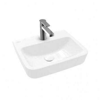 Умивальник на стільницю Villeroy & Boch O.novo, 45x37cm, z переливом, отвір для змішувача, Weiss Alpin