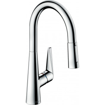 Кухонний змішувач Hansgrohe Talis M54, одноважільний, висота 435mm, висувний злив, 1jet, sBox, хром