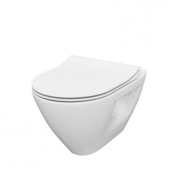 Set B291, підвісний унітаз WC Cersanit Mille, 51x36,5cm, CleanOn, з сидінням slim wolnoopadającą, білий