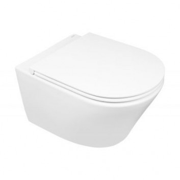 Miska wisząca WC Oltens Hamnes, 52x35,5cm, PureRim, powłoka SmartClean, czarny mat