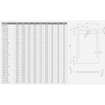 Піддон прямокутний Radaway Kyntos F, 210x90cm, конгломерат мармуровий, cemento