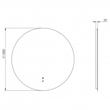 Дзеркало настінне LED Elita Round Cut, 100x90cm, z matą grzewczą