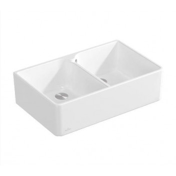 Zlewozmywak керамічний Villeroy & Boch Sink Unit 90 X, 90x55 cm dwukomorowy, CeramicPlus - білий Weiss Alpin