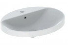 Geberit Variform Умивальник монтований в стільниці, овальна, 60cm, z переливом, з отвором для змішувача