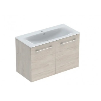 Geberit Selnova Square Комплект szafki під раковину, z dwojgiem двері, B100cm, H65.2cm, T50.2cm, волоський горіх hickory, з раковиною meblową, cienki rant, z переливом, з отвором для змішувача