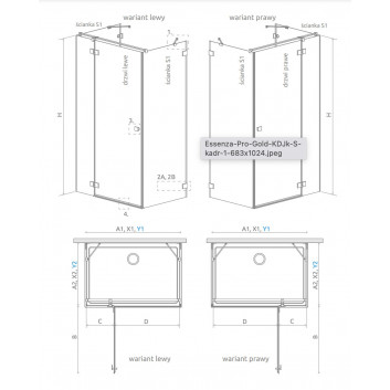 Фронт для душової кабіни Radaway Idea Black KDJ+S 160, праве, розсувні, скло прозоре, 1600x2005mm, profil чорний