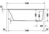 Ванна з гідромасажем 150x75cm, Qatego Jet-System - Білий