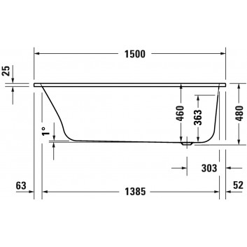 Ванна з гідромасажем 150x75cm, Qatego Jet-System - Білий