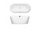 Ванна вільностоячий Kaldewai Meisterstück Classic Duo Oval, 180x80cm, біла, powłoka invisible grip, system зливу-переливу білий