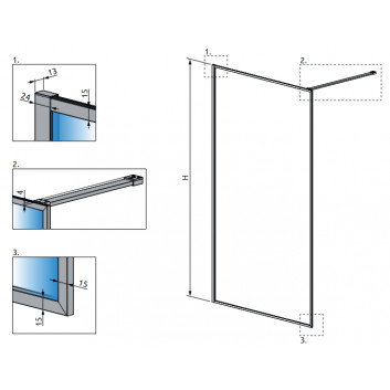 Кабіна Walk-In Radaway Modo F II 50, profil хром блискучий, скло прозоре