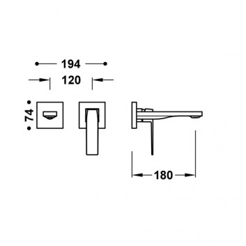 Element настінний do podtynkowego korpusu baterii umywalkowe TRES Slim Exclusive, кран 180mm, золото