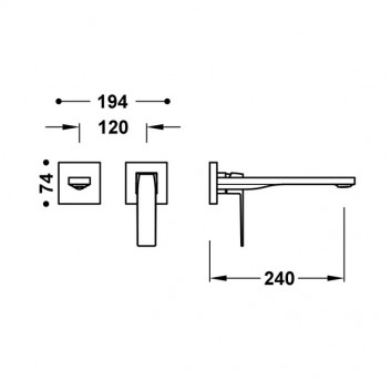 Element настінний do podtynkowego korpusu baterii umywalkowe TRES Slim Exclusive, кран 240mm, чорний матова