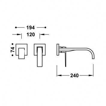 Element настінний do podtynkowego korpusu baterii umywalkowe TRES Slim Exclusive, кран 240mm, хром