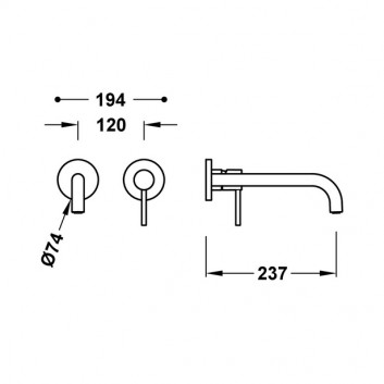 Element настінний do podtynkowego korpusu baterii umywalkowe TRES STUDY, кран 237mm, золото