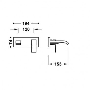 Element настінний do podtynkowego korpusu baterii umywalkowe TRES Cuadro, кран 153mm, хром 