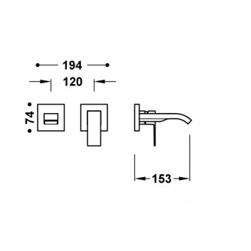 Element настінний do podtynkowego korpusu baterii umywalkowe TRES Cuadro, кран 153mm, золото 