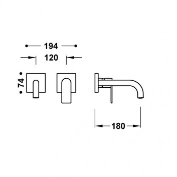 Element настінний do podtynkowego korpusu змішувача для умивальника TRES LOFT, кран 180mm, чорний матова 