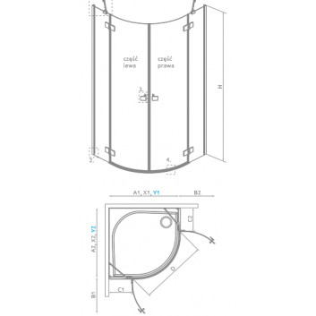 Напівкругла кабіна Radaway Essenza PDD 100x100cm, хром/ скло прозоре