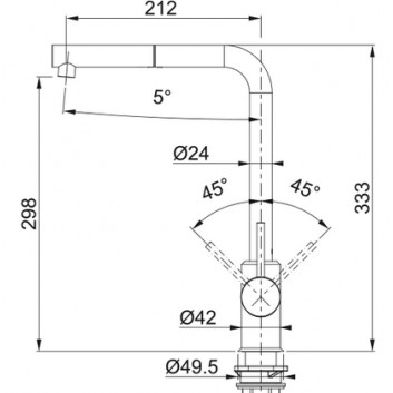 Кухонний змішувач Franke Sirius L Side pull-out , висота 333mm, obrotowa i висувний злив, хром