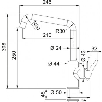 Кухонний змішувач Franke Urban , висота 308mm, obrotowa кран, хром