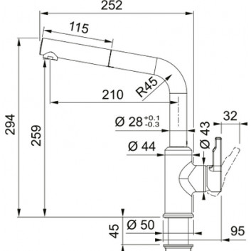 Кухонний змішувач Franke Urban pull-out , висота 294mm, obrotowa i висувний злив, cappuccino