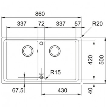 Zlewozmywak wbudowywany, Franke Basis BFG 620-34-34 ,білий polarny