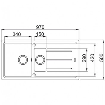 Zlewozmywak wbudowywany, Franke Basis BFG 651-97 , чорний злив, чорний мат.