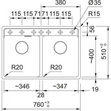 Zlewozmywak wbudowywany, Franke Maris MRG 620-35-35 ,чорний злив чорний мат.