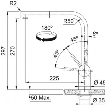 Змішувач kuchena Franke Atlas Neo pull-out, висота 297mm, висувний злив, antracyt