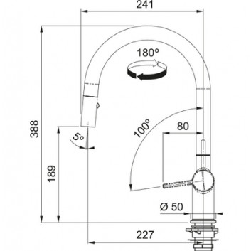 Змішувач з рухомим краном Franke Active J pull-out spray , висота 388mm, кран wyciągana, хром