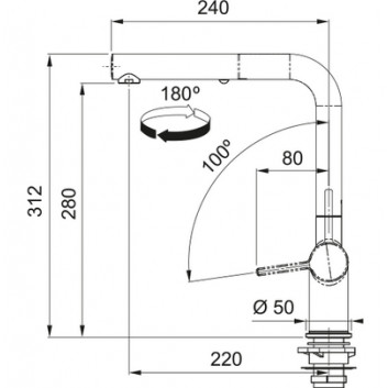 Змішувач з рухомим краном Franke Active J pull-out spray , висота 312mm, кран wyciągana, білий мат.