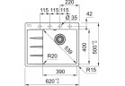 Zlewozmywak Franke Centro CNG 611-62 TL, ociekacz з лівої сторони, чорний злив,чорний мат.